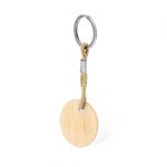 Porte clé rond bois beige cadeau d'entreprise