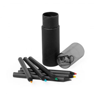Pot à crayons de couleurs noir publicitaire