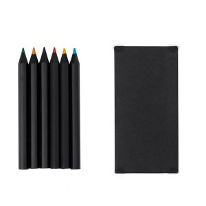 Boite de crayons de couleurs noir promotionnel