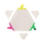 Surligneur en forme de triangle jaune rose et vert publicitaire