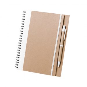 Bloc notes à spirales avec stylo blanc personnalisable