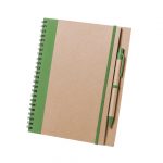 Bloc notes à spirales avec stylo vert personnalisable