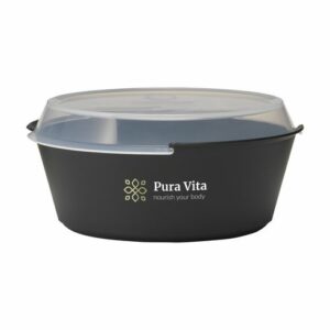 Bol circulaire avec couvercle 1200 ml noir personnalisé