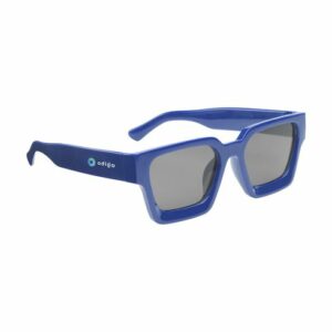 Lunette de soleil bleu publicitaire