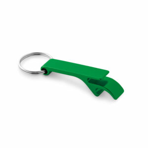 Porte-clés décapsuleur vert publicitaire